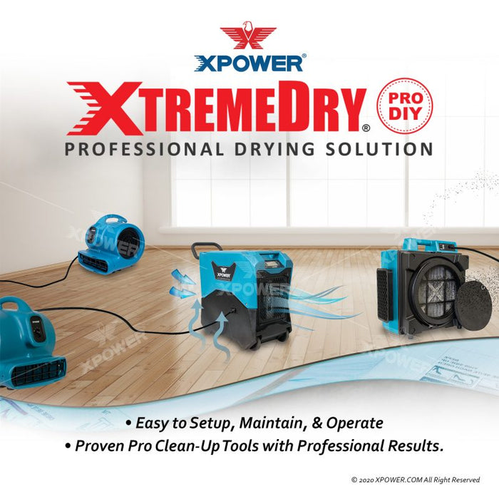 XTREMEDRY® Sonoran Complete DIY Pro Drying System, Air Mover, Dehumidifier, HEPA Air Scrubber, Transport Cart, HEPA