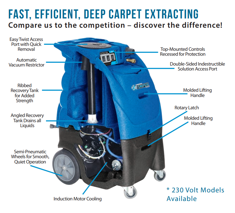 Carpet Extractor | Sandia Sniper 80-2100, 12 Gallon, 100 PSI, Cold Water