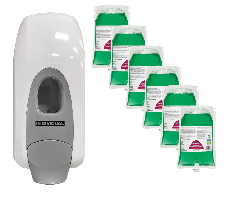 Hand Soap | Green Foaming | Case of 6 X 1000 ML | Includes White Dispenser