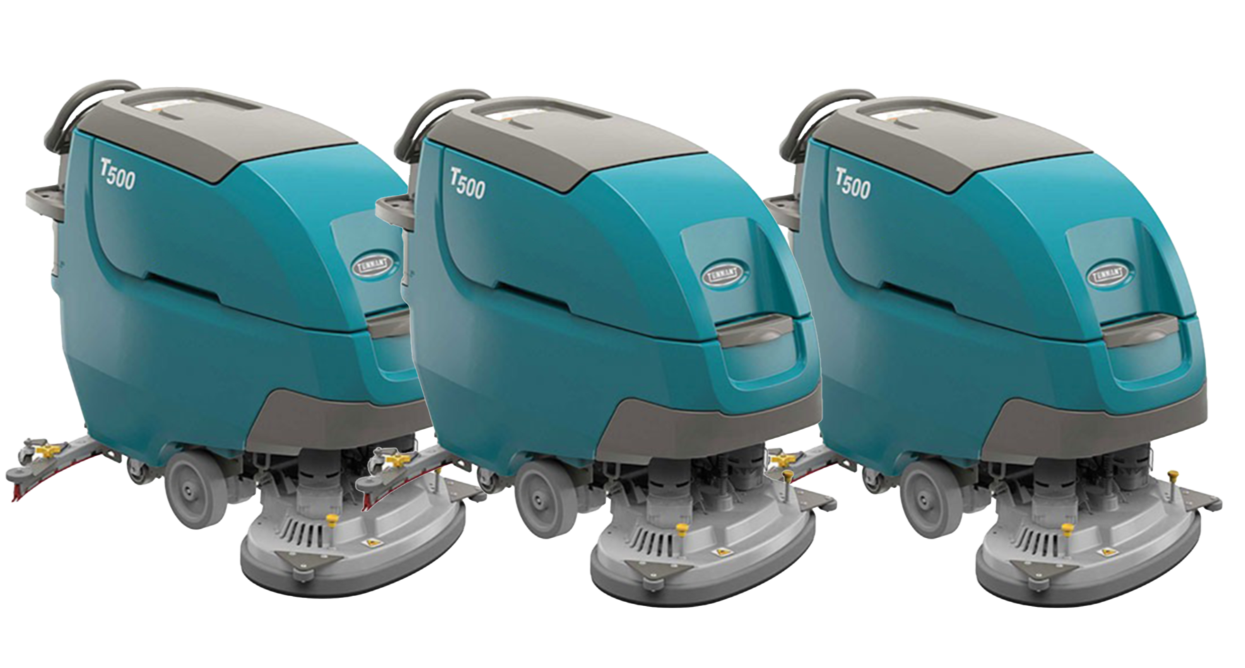 Refurbished Tennant T500 | 28" Walk Behind Disk Floor Scrubber | Battery | Self Propel | 3 pack